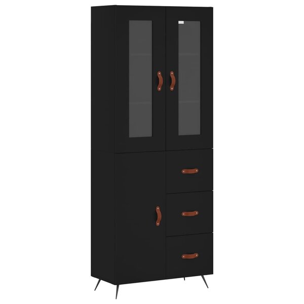 vidaXL Buffet haut Noir 69 5x34x180 cm Bois d'ingénierie