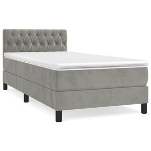 vidaXL Sommier à lattes de lit et matelas Gris clair 90x200 cm Velours