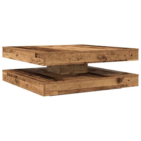 vidaXL Table basse rotative à 360 degrés vieux bois 90x90x34 5 cm