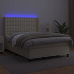 vidaXL Sommier à lattes de lit matelas LED Crème 140x190 cm Similicuir