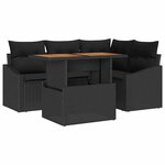 vidaXL Ensemble de salle à manger pour jardin 5 Pièces Noir et Marron
