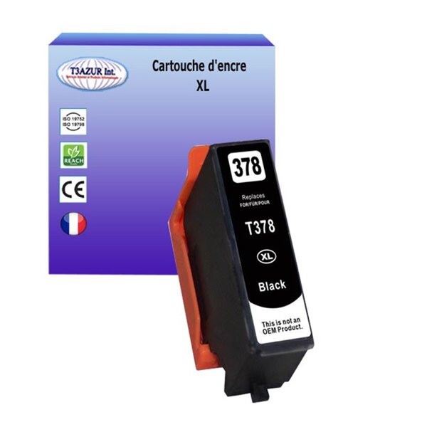 T3AZUR- Cartouche Compatible avec Epson T3781 (378XL) remplace Epson Expression Photo XP-15000 HD XP-8500 XP-8505 XP-8600 XP-8605 -Noire