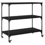 vidaXL Chariot de cuisine noir 102x50x95 cm bois d'ingénierie