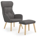 vidaXL Chaise de relaxation avec repose-pied Gris foncé Tissu