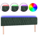 vidaXL Tête de lit à LED Vert foncé 200x7x78/88 cm Velours