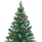 vidaXL Arbre de Noël artificiel pré-éclairé/boules pommes de pin 210cm