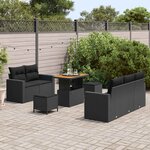 vidaXL Ensemble de canapé de jardin avec coussin 8 Pièces Noir polyrotin