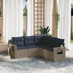 vidaXL Salon de jardin 5 Pièces avec coussins gris résine tressée