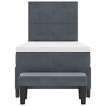 vidaXL Lit avec Sommier  Matelas & Banc Gris Foncé 80x200 cm Velours