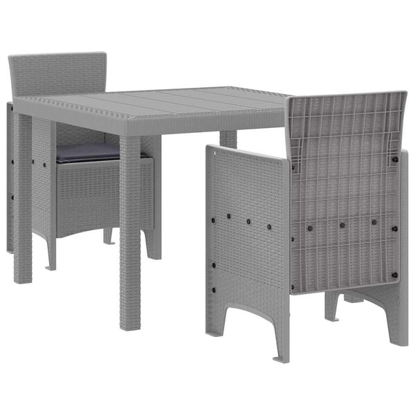 vidaXL Ensemble de salle à manger pour jardin 3 Pièces Gris clair