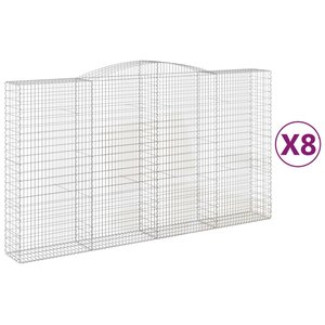 vidaXL Paniers à gabions arqués 8 Pièces 400x50x220/240 cm Fer galvanisé
