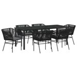 vidaXL Ensemble de salle à manger pour jardin avec coussin 7 Pièces Noir