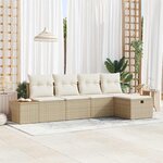 vidaXL Ensemble de canapé de jardin 5 Pièces Beige Poly rotin