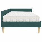 vidaXL Cadre de lit d'angle avec matelas avec matelas 2 Pièces Vert tissu
