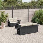 vidaXL Salon de jardin 6 Pièces avec coussins noir résine tressée