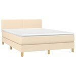 vidaXL Sommier à lattes de lit avec matelas LED Crème 140x200 cm Tissu