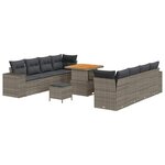 vidaXL Ensemble de canapé de jardin avec coussin 11 Pièces Gris polyrotin