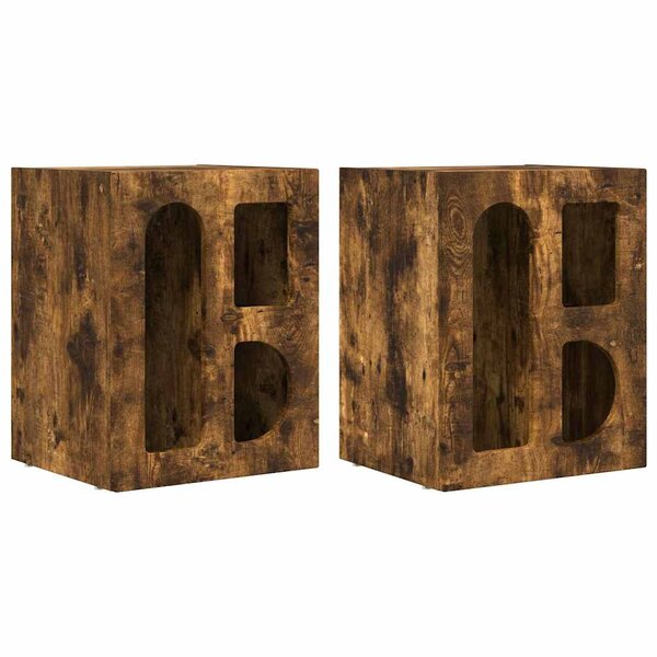 vidaXL Table de chevet 2 Pièces Chêne fumé 40 x 35 x 50 cm