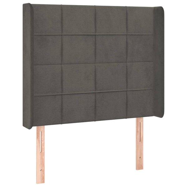 vidaXL Tête de lit avec oreilles Gris foncé 93x16x118/128 cm Velours