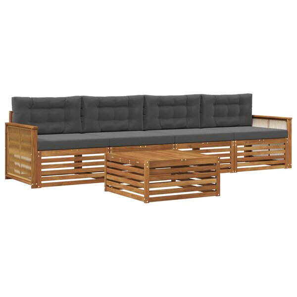 vidaXL Ensemble de canapés d'extérieur 5 pc Naturel et Anthracite