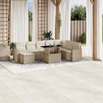 vidaXL Salon de jardin avec coussins 9 Pièces beige résine tressée