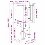 vidaXL Haut Armoire 2 Pièces Chêne noir Bois Aggloméré et Verre