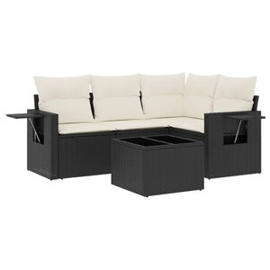 vidaXL Salon de jardin 5 Pièces avec coussins noir résine tressée