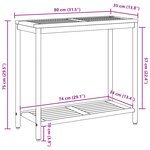 vidaXL Table d'extérieur Naturel et Gris 35x80x75 cm Bois massif et acier