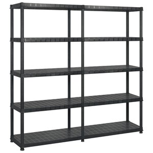 vidaXL Étagère de rangement à 5 niveaux Noir 183x45 7x185 cm Plastique