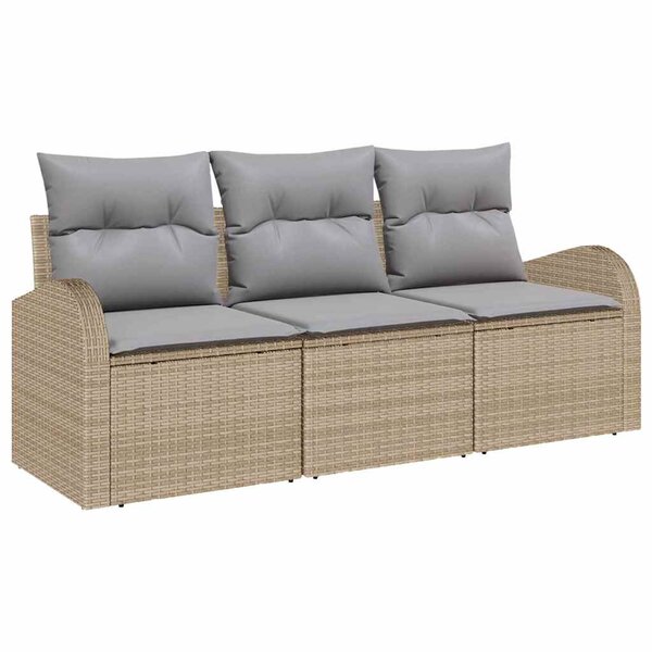 vidaXL Ensemble de canapé de jardin 3 Pièces Beige Poly rotin