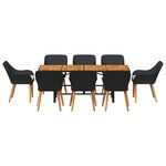 vidaXL Ensemble de salle à manger pour jardin 9 Pièces Noir et marron