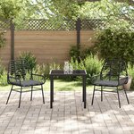 vidaXL Ensemble de salle à manger de jardin 3 pièces avec coussins Noir Rattan Poly