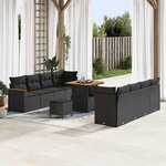 vidaXL Ensemble de canapé de jardin 11 Pièces Noir Poly rotin