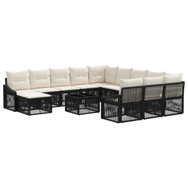 vidaXL Ensemble de canapé de jardin 13 Pièces Noir polyrotin