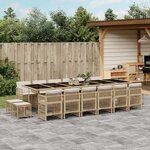 vidaXL Ensemble à manger de jardin et coussins 17 Pièces beige