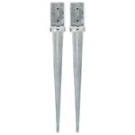 vidaXL Piquets au sol 2 Pièces Argenté 8x8x76 cm Acier galvanisé