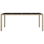 vidaXL Table de jardin plateau en verre Résine tressée verre trempé