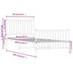 vidaXL Cadre de lit métal sans matelas avec pied de lit blanc 90x200cm