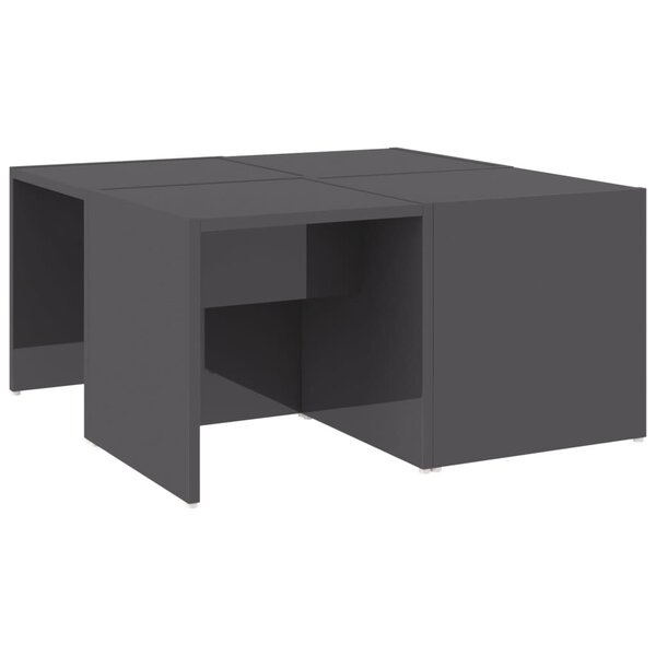 vidaXL Tables basses 4 Pièces gris brillant 33x33x33 cm bois d'ingénierie