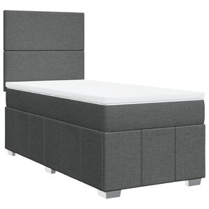 vidaXL Sommier à lattes de lit avec matelas Gris foncé 100x200cm Tissu