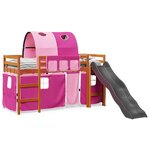 vidaXL Lit mezzanine enfants avec tunnel rose 80x200cm bois pin massif