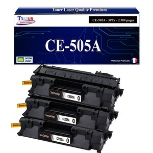 T3AZUR -3x Toners compatibles avec HP CE505A (05A) pour HP LaserJet P2030 P2035 P2035N P2050 P2050D P2055 P2055D P2055DN P2055