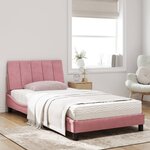 vidaXL Lit avec matelas Hanko rose 100x200 cm velours