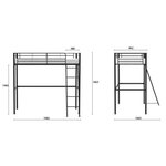 Lit mezzanine enfant ELIOT en métal noir 90 x 190 cm avec sommier inclus