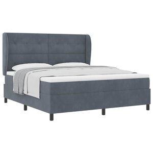 vidaXL Lit à ressorts avec matelas Gris foncé 200 x 180 cm Polyester