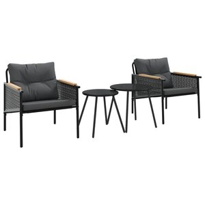 vidaXL Ensemble de meubles de balcon 4 Pièces avec coussins acier noir