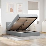 vidaXL Lit ottoman avec matelas et LED gris clair 140x190 cm tissu