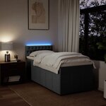 vidaXL Sommier à lattes de lit avec matelas Gris foncé 90x200 cm Tissu