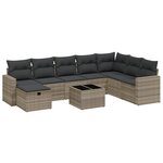vidaXL Salon de jardin 9 Pièces avec coussins gris clair résine tressée