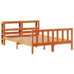 vidaXL Cadre de lit et tête de lit sans matelas cire marron 135x190 cm